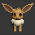 Eevee Pokémon Game And Anime Character 3D Model With Large Ears Fluffy White Collar 3d model