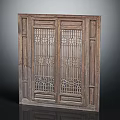 Chinese Style Wooden Carved Screen With Double Panel Intricate Openwork Carvings Natural Wood Grain And Carved Frame