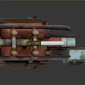 Space Exploration Machinery With Red Cylindrical Structure Pipes Ladders Platform And Antenna