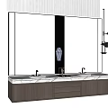 Modern Bathroom Vanity With Marble Countertop Double Sinks Storage Drawers And Large Mirror