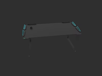 Modern Black Entertainment Desk With Blue LED Lights And Sleek Design 3d model