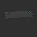 Modern Black Entertainment Desk With Blue LED Lights And Sleek Design