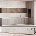 Modern Kitchen Interior Featuring Sleek Cabinets Light Colored Wall And Countertop 3d model