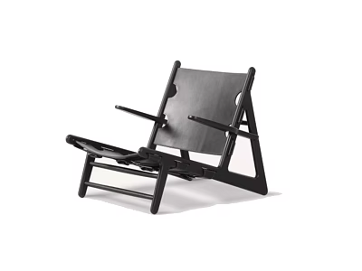 Minimalist Modern Black Lounge Chair With Wooden Frame Armrests And Footrest 3d model