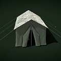 Outdoor Camping Furniture Featuring Green Tent With White Roof And Windows