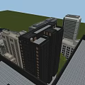 Central Tower Modern Office Building With Glass Facade In Urban High Rise Setting