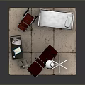 Medical Equipment Setup with Hospital Bed Wheelchair Stretcher and Floor Lamp