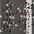 Modern Geometric Wall Decor With Black White Copper Triangles On Striped Background 3d model