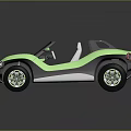 Modern Light Green Open Top Off Road Car With Large Wheels And Light Seats