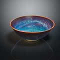 Elegant Ceramic Tableware Set With Purple Blue Iridescent Bowl And Vibrant Glossy Finish