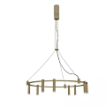 Golden Modern Circular Chandeliers With Stylish Vertical Rods Hanging Design