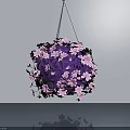 Hanging Basket Plant with Purple Leaves and Pink Flowers Spherical Design Indoor Decor