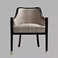 Elegant Armchairs With Beige Upholstery Dark Wooden Frame And Golden Legs