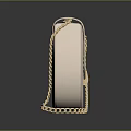 Elegant Beige Round Leather Shoulder Bag With Gold Chain Strap Design