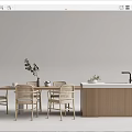 Modern Minimalist Dining Table Set With Light Wooden Chairs And Matching Cabinet