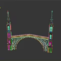 Intricate Gothic Architectural Model With Twin Spired Towers And Arched Bridge