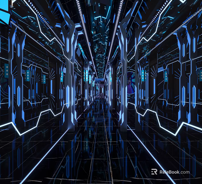Modern KTV Interior Design With Stylish Neon Lights And Comfortable Lounge Area 3d model 
