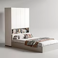 Minimalist Modern Bedroom With Built In Wardrobe Cozy Bed And Soft Pillows