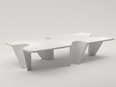 Modern White Coffee Table With Irregular Sculptural Design And Sleek Surface 3d model