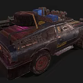 Weathered Modified Car With Yellow Black Accents And Roof Lights