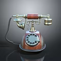 Classic Vintage Rotary Telephone With Wooden Body Metal Dial And Curved Cord