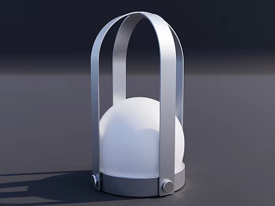 Modern Outdoor Light With Silver Metal Frame White Spherical Lampshade And Sturdy Circular Base 3d model