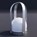 Modern Outdoor Light With Silver Metal Frame White Spherical Lampshade And Sturdy Circular Base