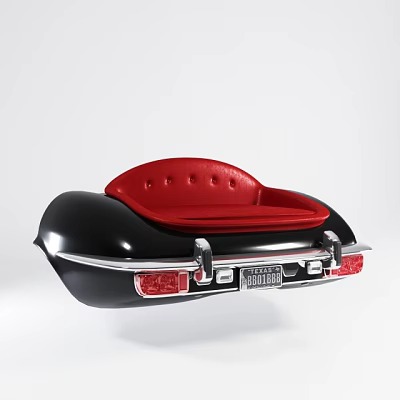 Creative Modern Leisure Chair Featuring Black Frame Red Cushion And Car Tail Light Accents 3d model