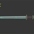 Classic Silver Sword With Black Handle On Reflective Metal Surface