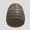 Cartoon Scene With Vintage Wooden Barrel And Metal Hoops Detailed Texture Design