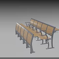 Modern Public Chair With Wooden Seat Backrest And Metal Frame Armrests For Public Spaces