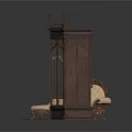 Classic Antique Furniture Collection Featuring Carved Chaise Lounge Loveseat Cabinet And Decorative Rug