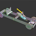 Industrial Mechanical Equipment With Metal Frame Wheels And Yellow Component