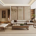 Minimalist Japanese Living Room Interior Design With Wooden Sliding Screen Sofa And Coffee Table