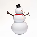 Snowman Garden Decoration With Black Top Hat Red Scarf And Stick Arms