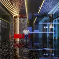 Futuristic KTV Interior With High Tech Lighting And Mirrored Floors 3d model