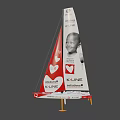 Game Movie Character Featured on Sailboat Model with K-LINE Logo and Red Heart Design