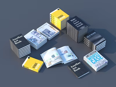 Stacked Open Architecture Art and Home Case Books Magazines Collection 3d model