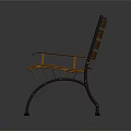 Wicker Armchair With Striped Weave And Black Metal Frame For Living Space