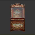 Vintage Dancing Sam Machine With Painted Stage Design And Red Decorative Exterior
