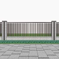 Modern Scenic Wall With Vertical Slats Stone Base Greenery And Person Silhouette