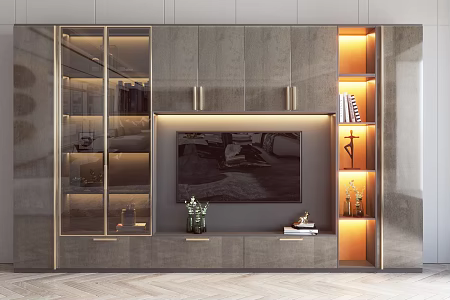 Light Luxury TV Background Cabinet Custom TV Cabinet 3d model