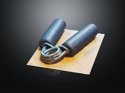 Hand Grippers Sports Equipment With Black Handles Metal Spring On Training Mat 3d model