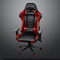 Red And Black Ergonomic Gaming Chair With Diamond Stitch Pattern And Adjustable Armrests