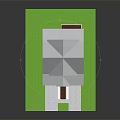 Blue House With White Roof Front Porch Staircase Green Lawn And Gray Ground