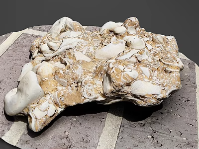 Natural Stone Decorative Piece With Wooden Base And Unique Textural Details 3d model