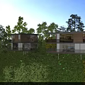 Beautiful Hillside Scenery With Modern Residences Green Trees And Lush Grass Under Clear Blue Sky