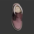 Stylish Pink Ankle Boots with White Lining Metal Buttons and White Treaded Sole