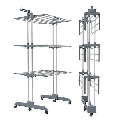 Adjustable Metal Storage Rack With Multiple Tiers And Mobile Wheels 3d model