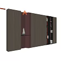 Modern Bookcase With Grey And Brown Panels Open Shelves And Decorative Items